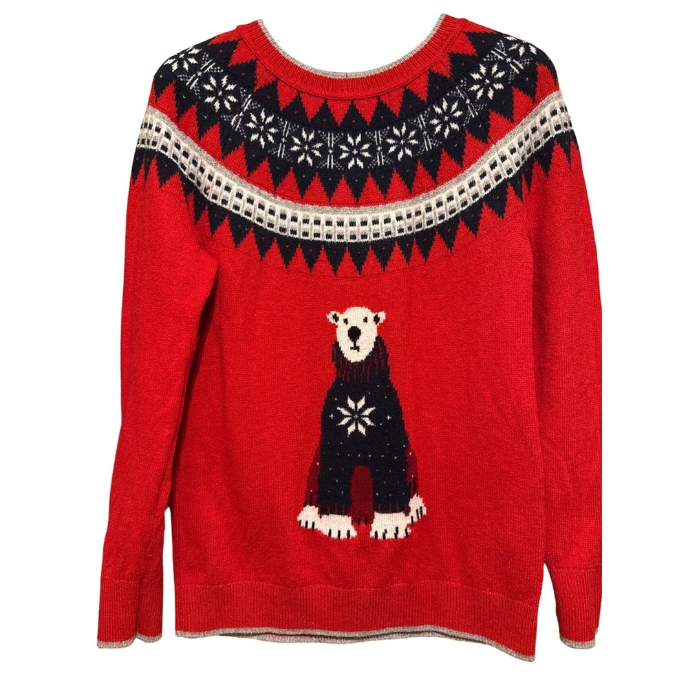 Tommy Hilfiger Women's Polar Bear Fair Isle‎ Sweater, Wool Blend, Size Small